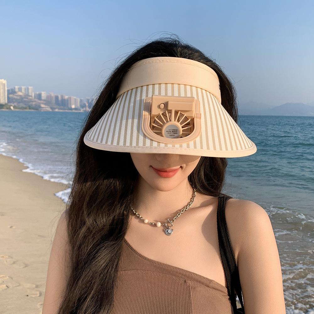 New Summer Sun Protection Hat for Women Sun Hat for Women Summer Sun Protection Rechargeable Fan Empty Top Hat Big Brim Outdoor
