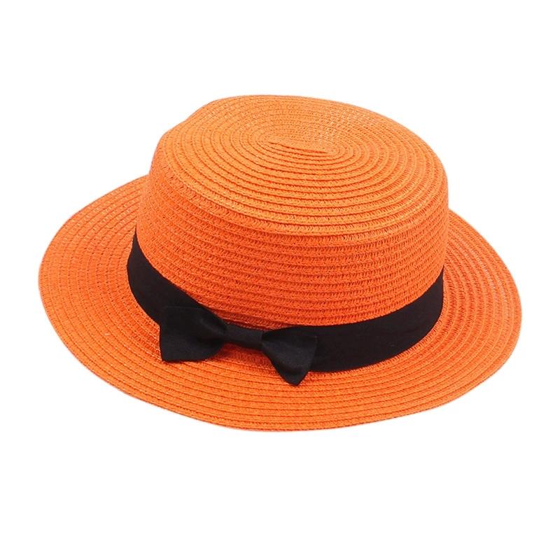 Women's British-Style Summer Hat Simple Small-Brimmed Straw Hat Korean-Style Bow-Knot Flat-Top Sun Hat Popular Women's Straw Hat