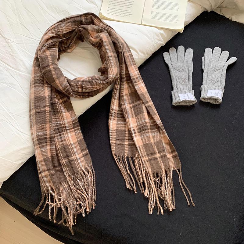 

Женский зимний шарф высокого класса, новый универсальный утолщенный теплый клетчатый шарф-шаль из искусственного кашемира