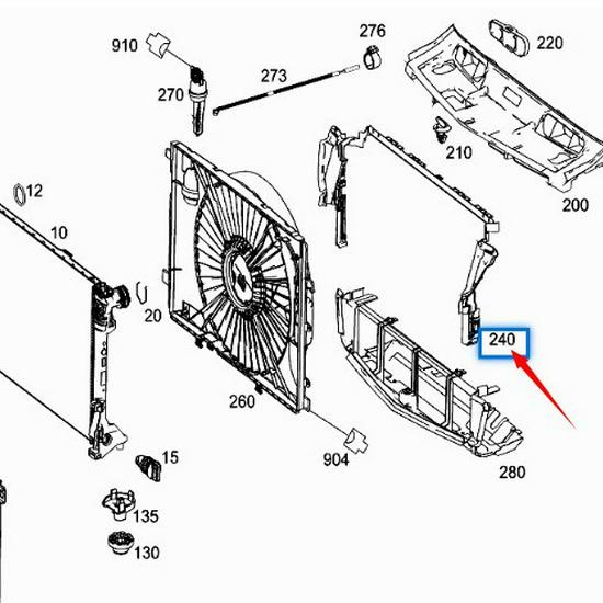Mercedes-Benz C-Class W204 Radiator Air Guide 2045050530