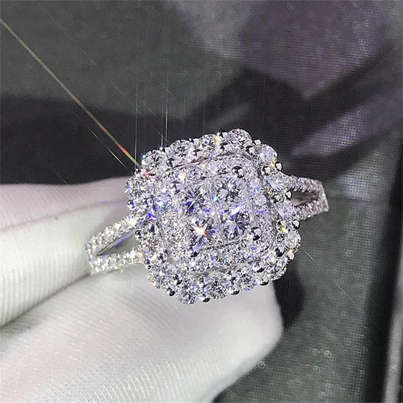 

Luxury Square-shaped Cubic Zirconia Wedding Rings for Women Gold Color/Copper Color Fashion Engagement Bands Zircon Hot 6