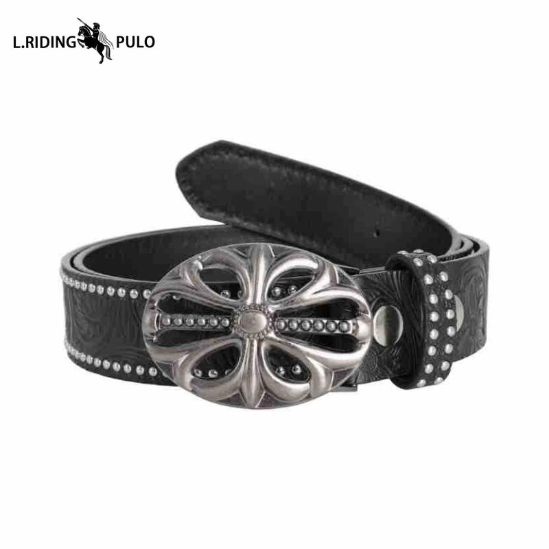Classic Embossed Color Changing Western Cowboy Belt Buckle Belt Edge Smooth Buckle Personality Belt