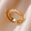 Colorful Cubic Zircon Ring for Women Stainless Steel Gold Color Open Ring Vintage Boho Wedding Party Zircon Gift Accessories