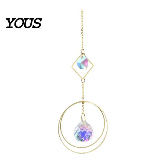 Sun Catcher Pendant Faux Crystal Suncatcher, Colorful Prisms Window Hanging Catcher, Moon Suncatcher Rainbow Maker Chain for Garden Home Decor Star