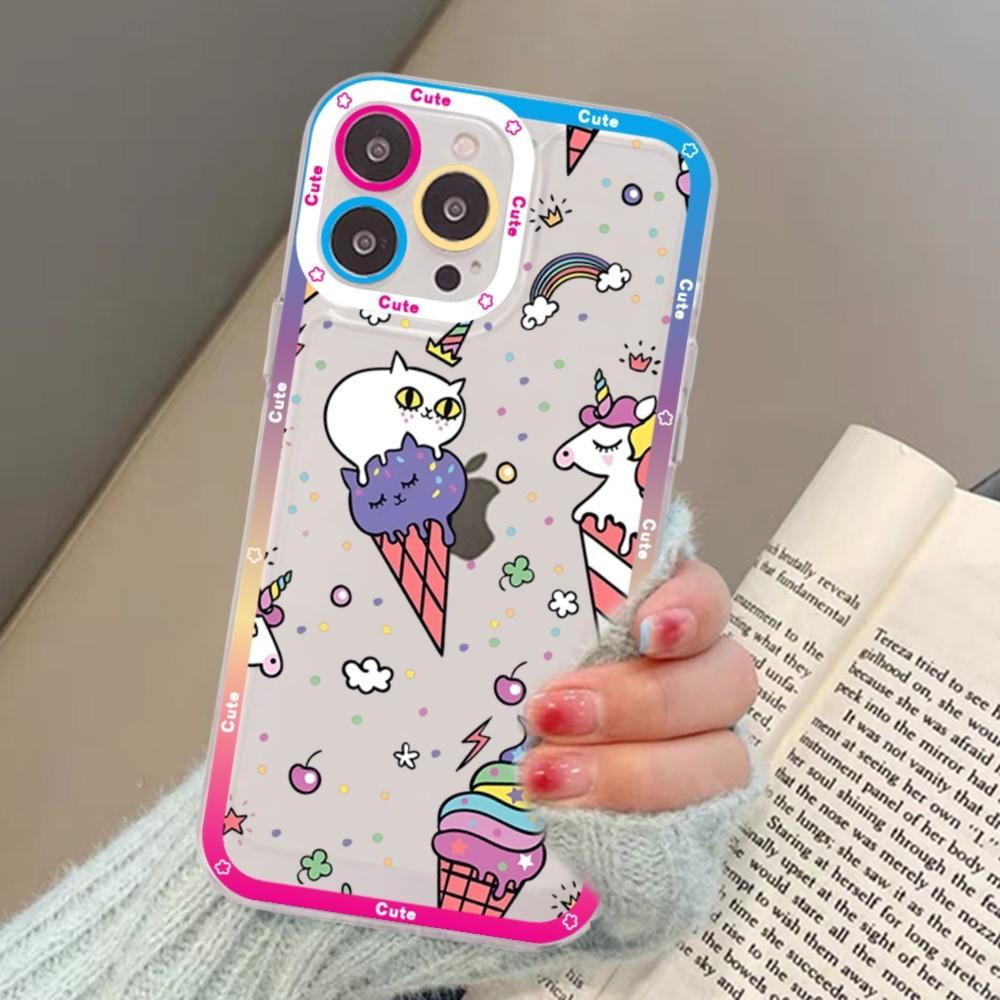 Cartoon unicorn Phone Case For iPhone 15 13 14 Pro Max XS XR 12 11 Pro 13 Mini Soft Clear Back Cover