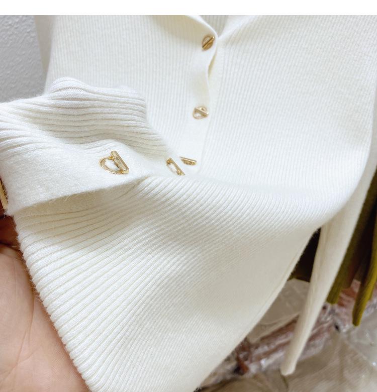Women's Knit Lapel Collar Cardigan Sweater - Long Sleeve Polo Neck Base Layer Top for Autumn/Winter