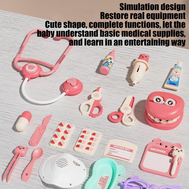 Kids Doctor Set Pretend Play Medical Tool Bag With Stethoscope Real Dentist Playset Role Play Educational Doctor Play Set Childs