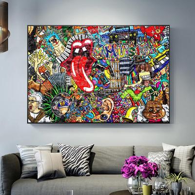 Abstrakte Musik-Graffiti-Wandkunst, Gemälde, Druck auf Leinwand, Kunstposter und Drucke, moderne Straßenkunst, Wandbilder, Heimdekoration