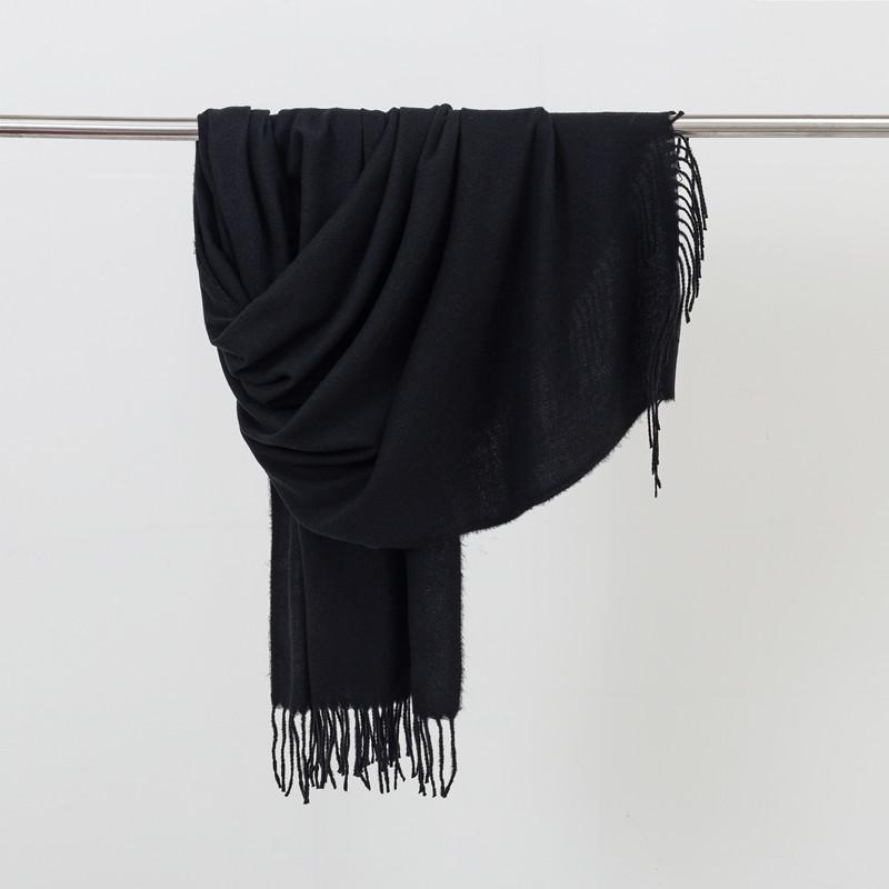 Autumn And Winter New Women'S Cashmere Scarf Solid Color Imitation Cashmere Pulling Scarf Thick Embroidery Cashmere Shawl