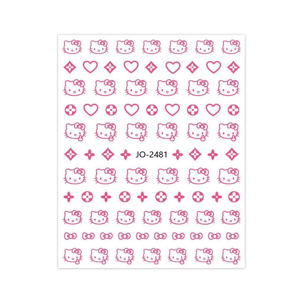 KT Cat Cartoon Nail Art Stickers: Cute Star & Heart Designs