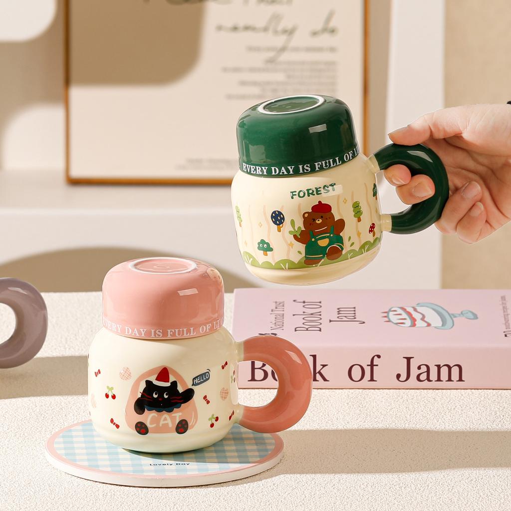 Cartoon Cute Ceramic Cup Water Cup Household Drinking Cup Breakfast Milk Cup Girls Gift Souvenir