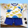 Kids Cartoon Pattern Cotton Short Sleeve Pajama Set For Summer Comfort Playtime