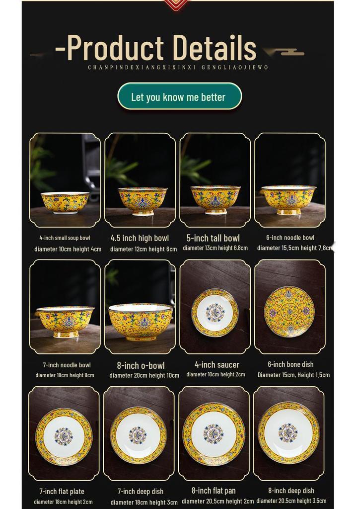 Ceramic Chinese Style Rice and Noodle Bowl Set with Enamel Color