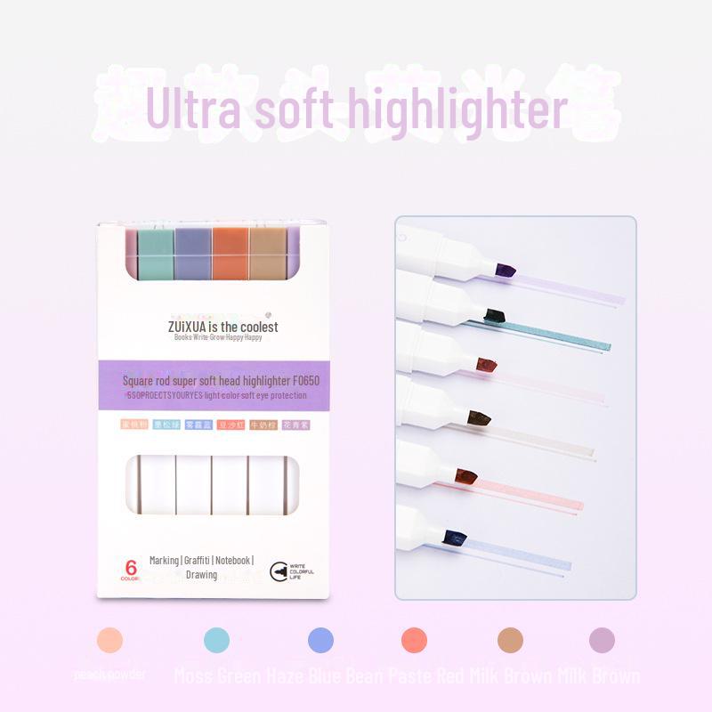 

Ультрамягкий флуоресцентный маркер с квадратным стержнем для студентов — приятные для глаз пастельные цвета для использования в классах и для создания граффити. angled tip