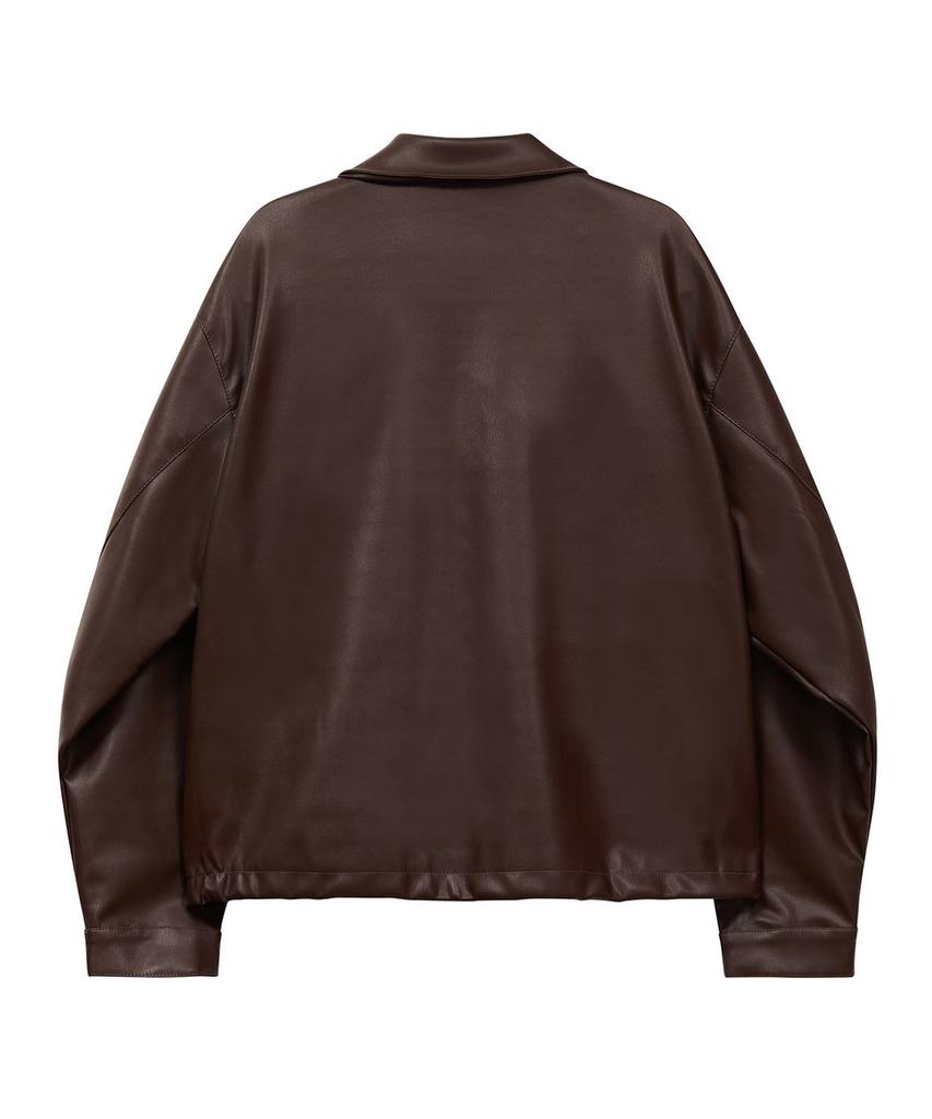 Ironyporno Whiteline 86-Iro086 [Renewal] Cruelty-Free Single Collared Leather Jacket Brown