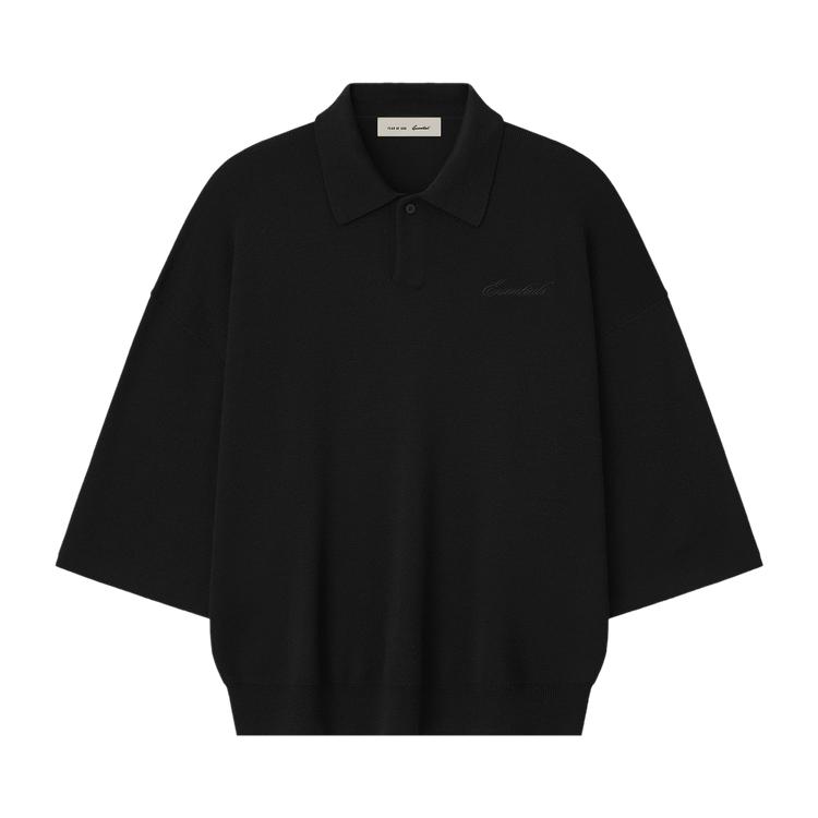 Fear of God Essentials Signature Quarter Sleeve 90s Knit Polo Vintage Black Unisex Tops 192SP266961F S