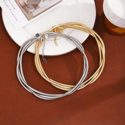 Cross-border Multi-layer Snake Bone Detachable Metal Choker: European & American Exaggerated Style Necklace.