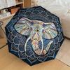 1pc Automatic Open/Close Elephant Mandala Design Compact Travel Umbrella, 8-Rib Frame, Lightweight & Portable for Women/Men, A