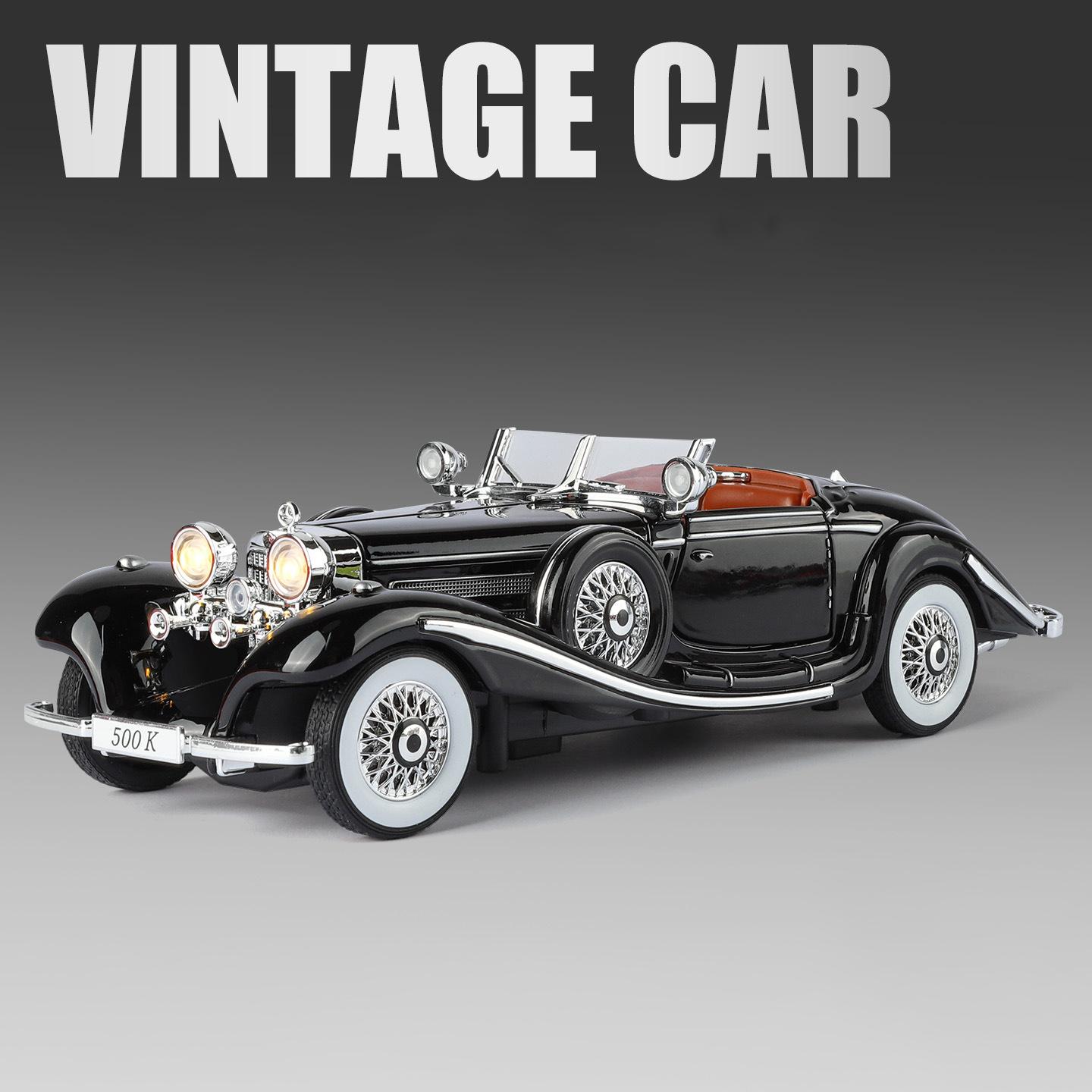 

1/24 Mercedes-Benz 500K Classic Car Alloy Die Cast Toy Car Model Sound and Light Children s Toy Collectibles Birthday Gift