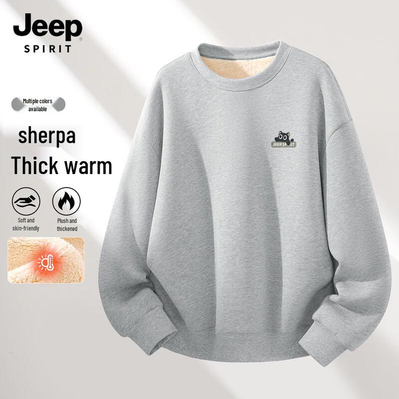 JEEP SPIRIT Men's Plush Lamb Wool Warm Sweatshirt