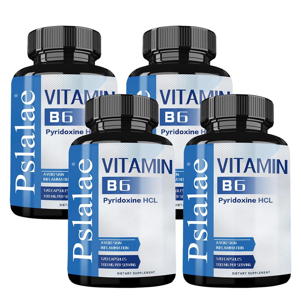 Pslalae Vitamin B6 Capsules, 100mg Vitamin B6 Extract, helps prevent skin inflammation, suitable for adults.
