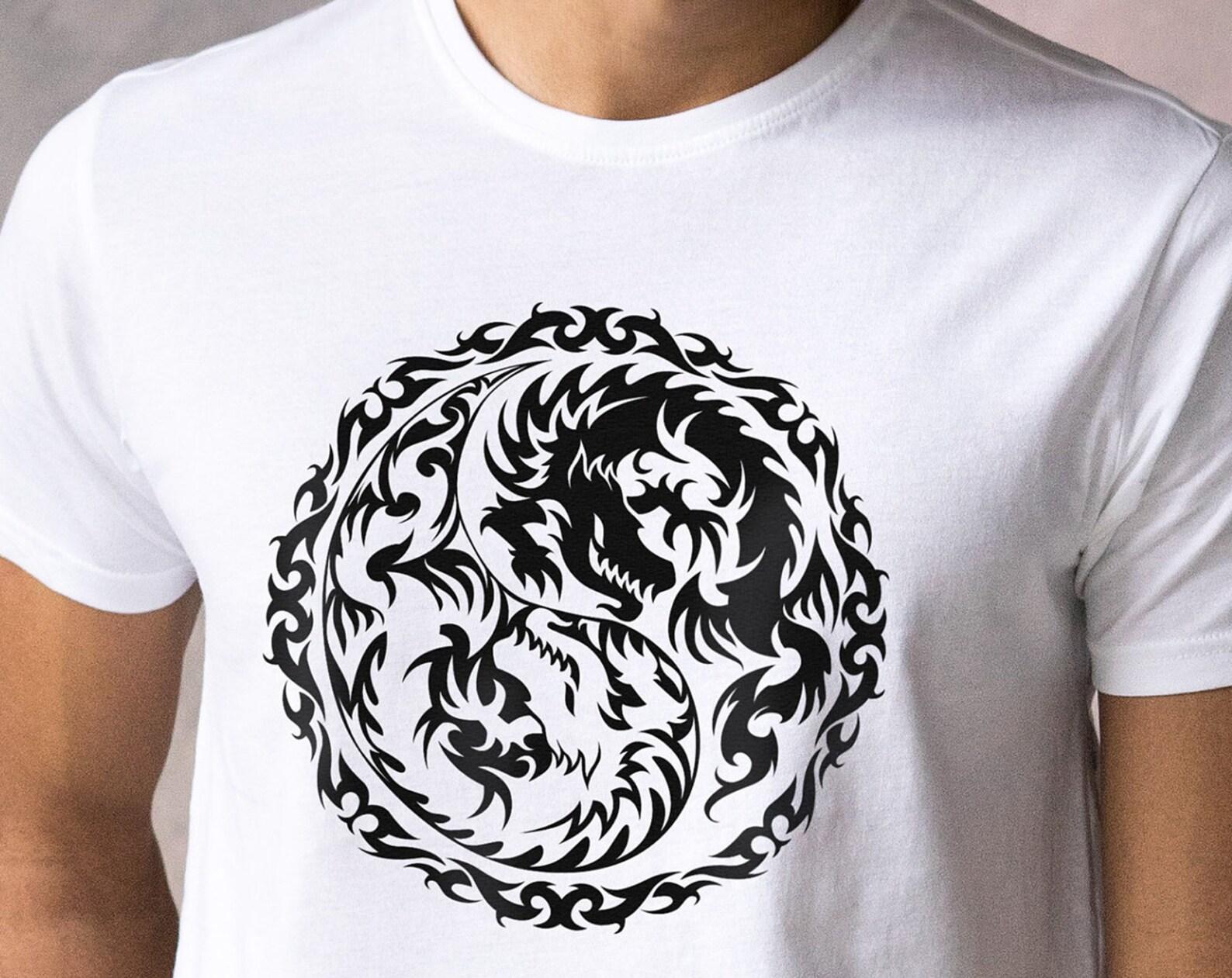 Yin Yang Dragons T-Shirt – Traditional Japanese Screen Print XL