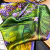 53Cm 100% Real Silk Scarf Square Bandelet Women'S Silk Temperament Small Scarf Neck Decorative Wrap Oil Printed Lavender Scarves