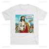 Unisex Man lebt nicht von Brot allein Lustiges Jesus Meme Aufdruck T-Shirt Oberteile Interessantes Kreatives Bild von Gott Oberteile T-Shirt Unisex Baumwolle