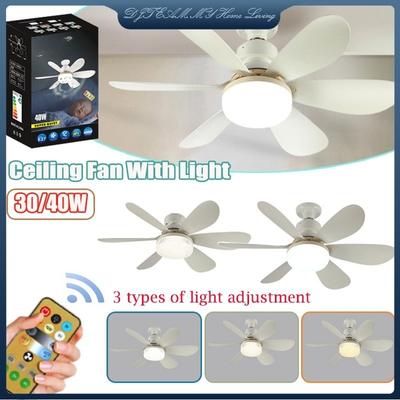 30W/40W E27 Modern LED Lighting Smart Ceiling Fan Light with Remote Control 3-Gear Household 2-in-1 Adjustable Fan Lamp