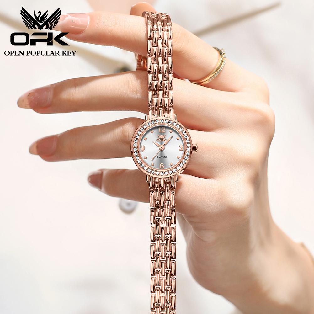 OPK Montre pour femme Classique Simple Élégante Montre de Marque à Quartz Montre à Lunette Diamant pour Femme Montre Étanche