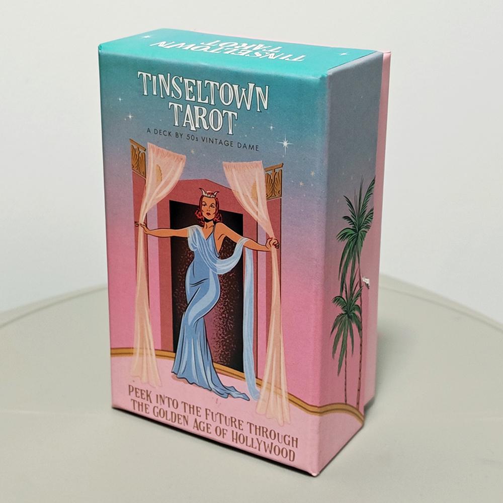 12*7cm Tinseltown Tarot in stabiler Box Rosa Vintage Hollywood-inspiriertes Deck 78 illustrierte Karten