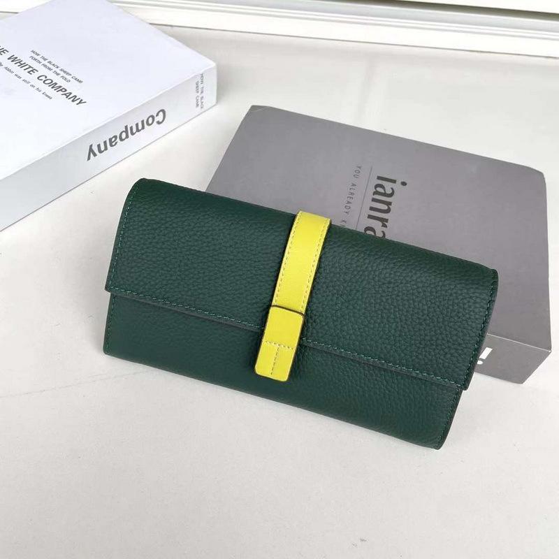 Yeni Hakiki Deri Kadın Cüzdanı Üst Kat Sığır Derisi Liçi Desenli İpli Kontrast Renkli Uzun Üç Katlı Çanta