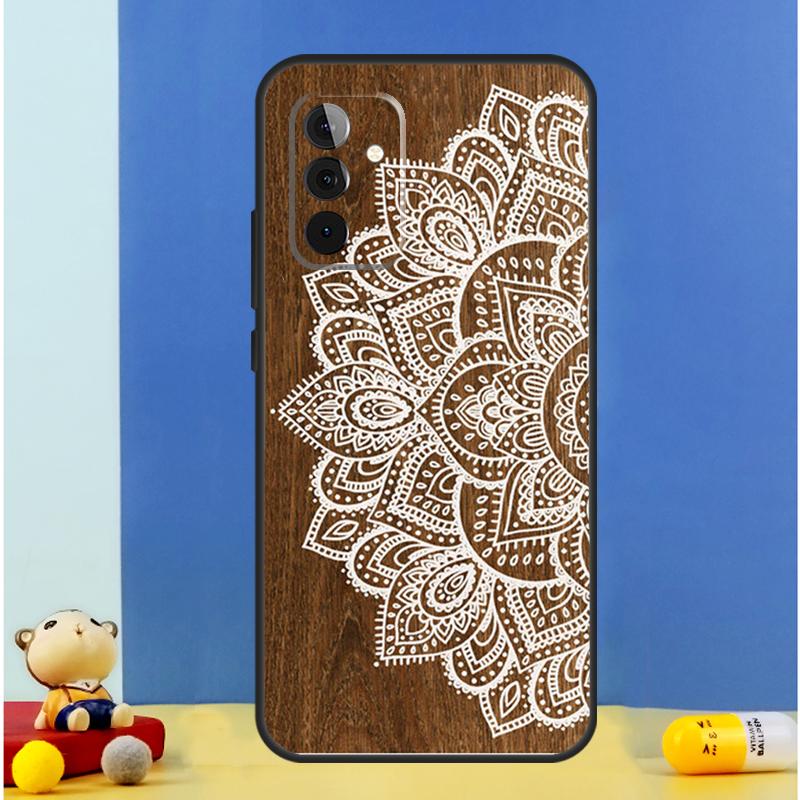 Mandala Floral Wood Case For Samsung Galaxy A32 A52 A22 A12 A14 A24 A34 A54 A15 A25 A71 A51 A13 A33 A53 Cover
