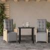 VidaXL 3-Piece Garden Dining Set with Cushions, Table and Chairs with Adjustable Backrest and Footrest, Furniture 3213455