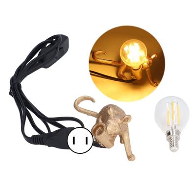 Lampada Mouse Moderna in Resina Luce da Tavolo Scrivania Decorazione Comodino Forma Animale E12 per Camera da Letto