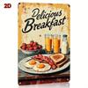 Vintage Metal Sign Fried Eggs Bacon 20x30cm Waterproof Wall Decor Kitchen Retro