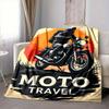 1pc Motorcycle Adventure Lightweight Flannel Blanket, Comfortable and Warm Blanket, for Office and Camping Sofa Bed, Livingroom064