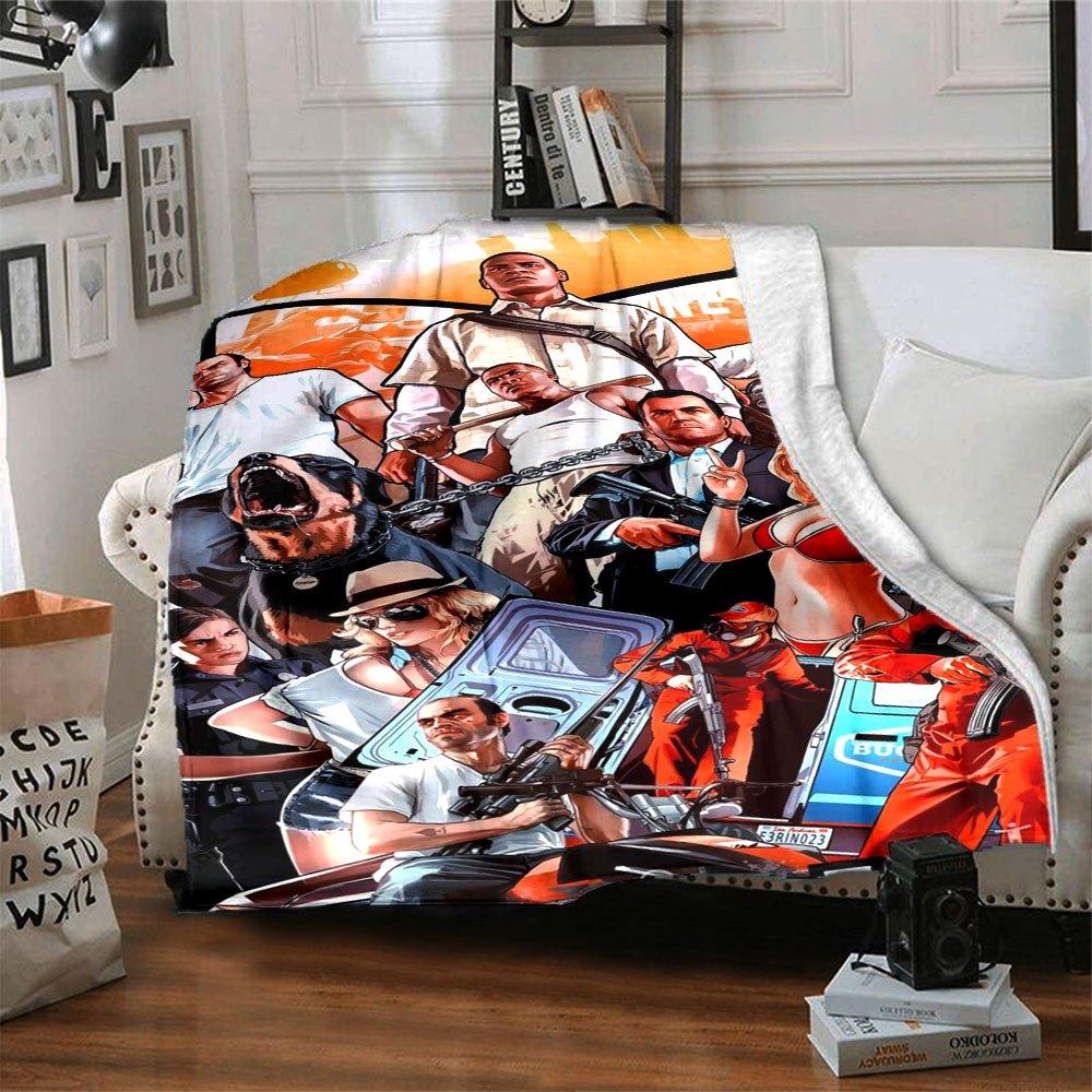 1 st Grand Theft Auto Mjuk Flanellfilt med Designertryck En mysig filt för alla säsonger, perfekt för soffan, sängen, kontoret