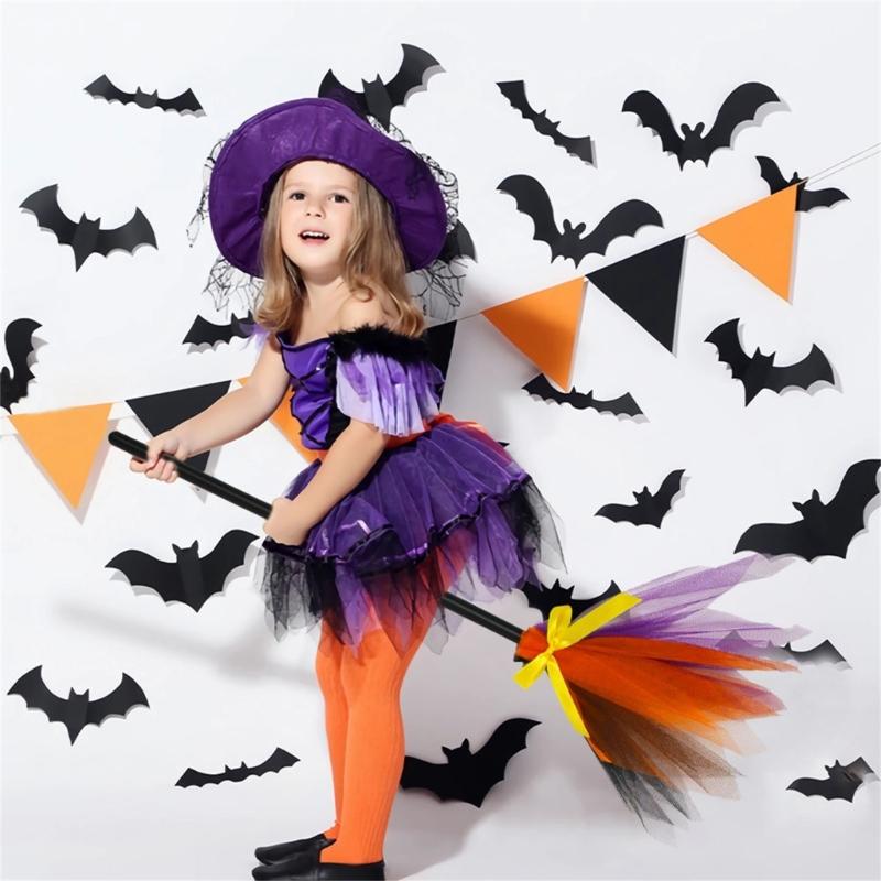 1PC Halloween Witch Broom Kids Plastic Cosplay Broom Props for Costume Party