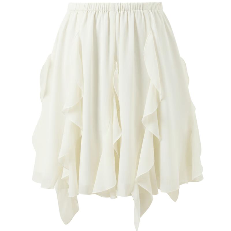 Sancai Ruffled High-Waist A-Line Midi Skirt S