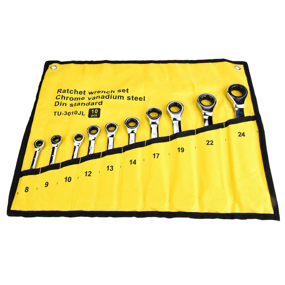 

10pcs Ratchet Spanner Set 8 24mm Ratchet Socket Wrench Nut Tool