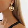 Exaggerated Design Pleated Alloy Geometric Pendant Earrings Women Retro Luxury Texture Minimalist High Grade Ear Jewelry