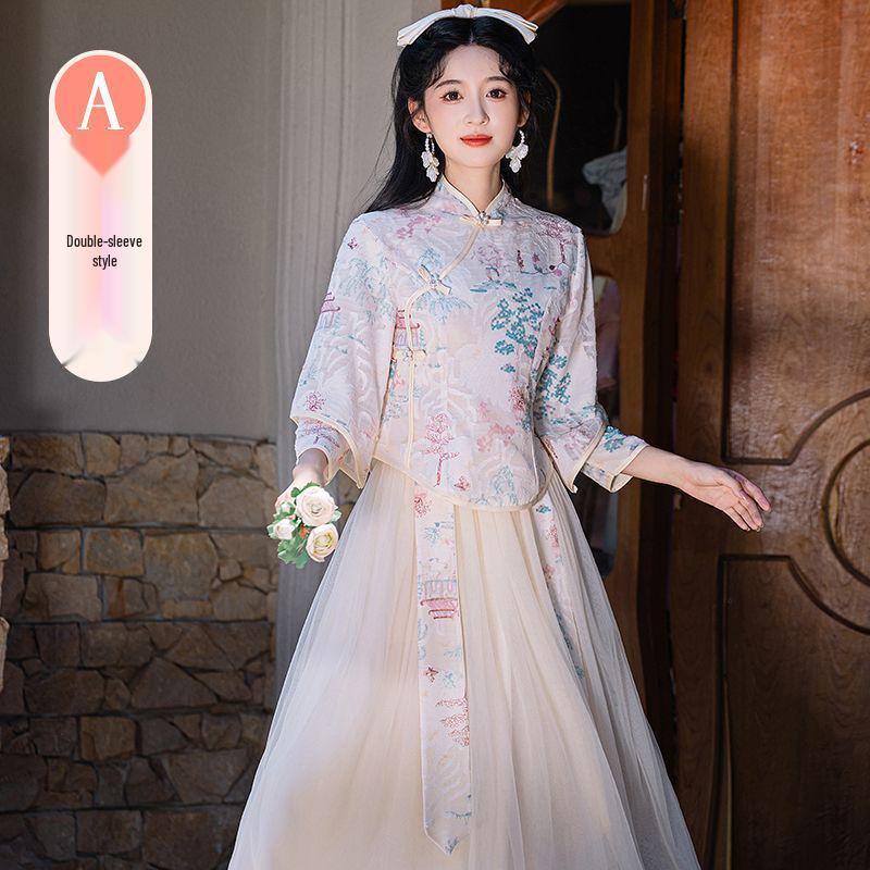 2025 Neuer Stil Champagner Langarm Brautjungfernkleid für Herbst-/Winterhochzeit