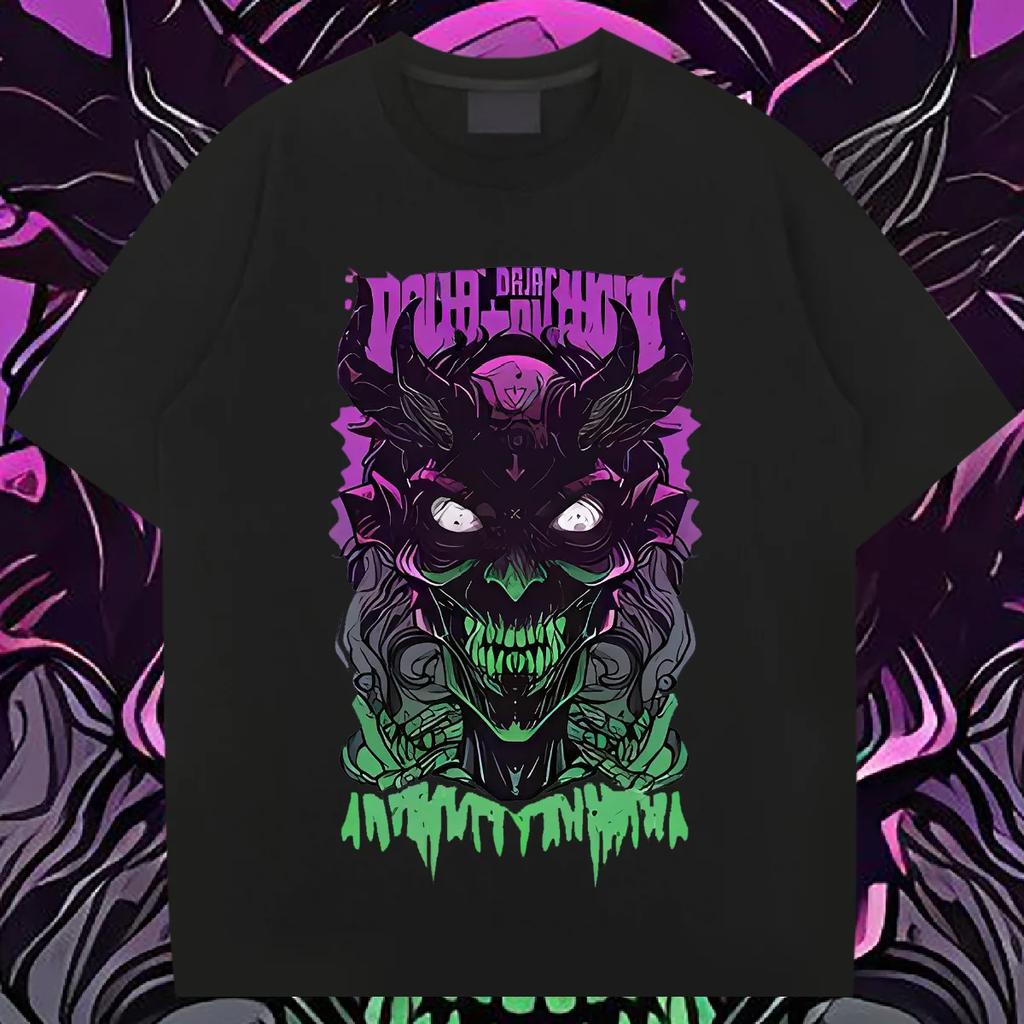 Purple Demon Tees Oversized Milk Fiber T-shirt Hip Hop Style For Men‘s Tops Graphic Printing Tshirt Streetwear Tshirt