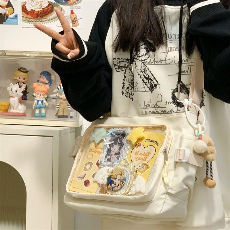 College Style Versatile Class Loading Book Simple Large Capacity Messenger Bag Female Transparent Bar Shoulder Bag