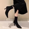 Vintage Women Ankle Boots Fashion Pointed Toe Shoes Autumn Winter High Heel Ladies Elegant Stretch Slim Short Booties