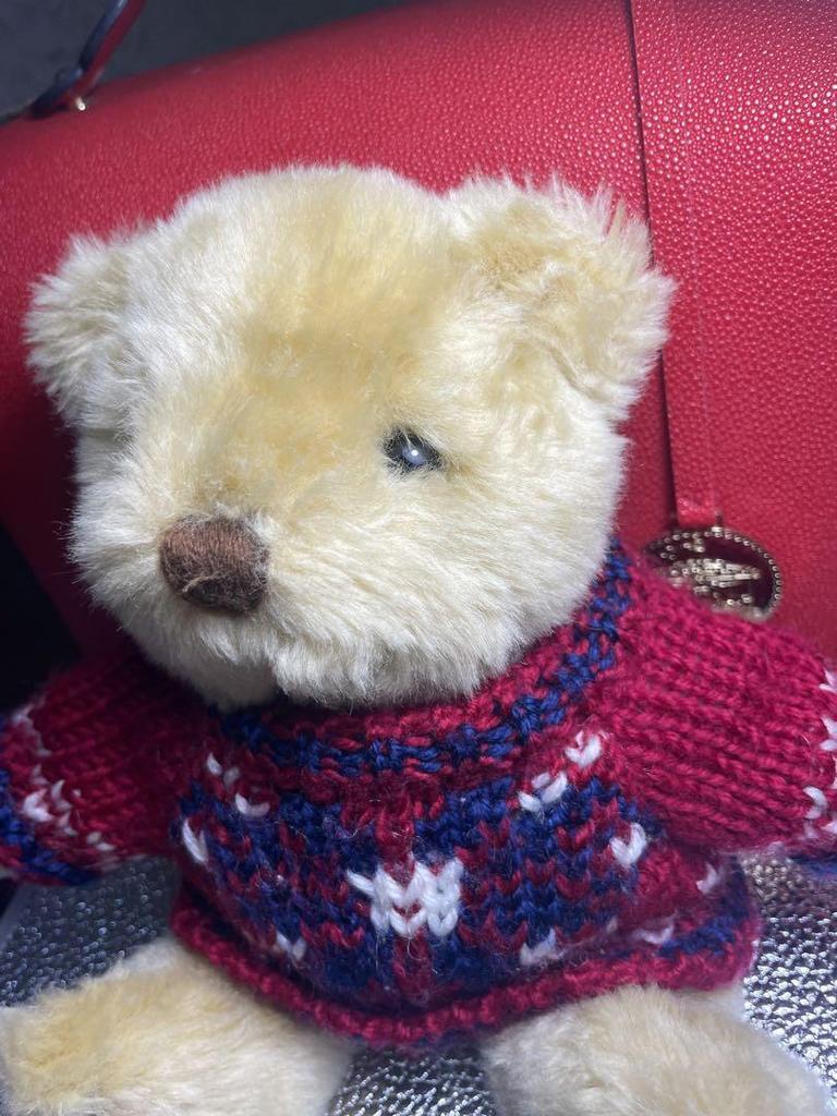 [USED] Teddy bear, teddy bear wearing a sweater, pastel, retro