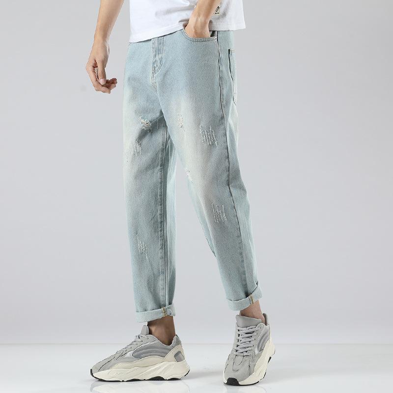 Calça Jeans Simples Jovem Masculina Jeans Solta e Confortável Calça Reta Masculina