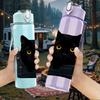 1PC Black Cat Denim Pocket Hidden 750ml Color Plastic Sports Water Bottle Leakproof Flip Straw Lid Suitable for Sports Office Home Use