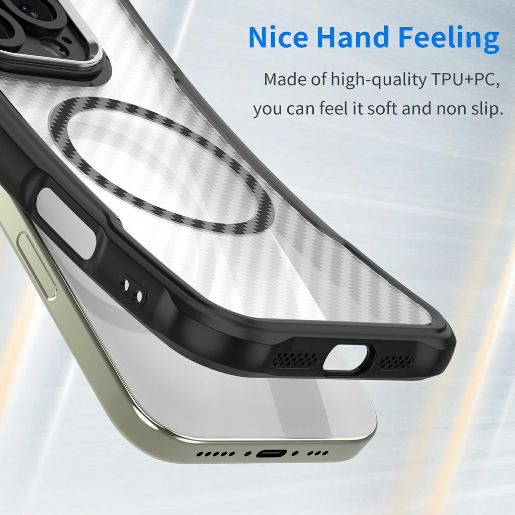 For iPhone 16e Case Compatible with MagSafe Hybrid Phone Cover Carbon Fiber